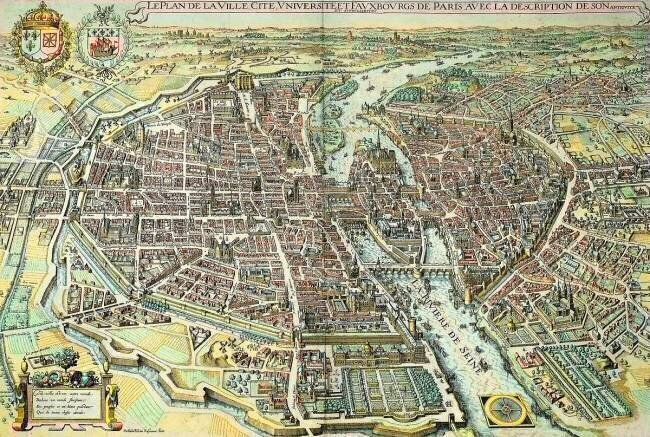 Plan of Paris in 1615 Matthäus Merian
