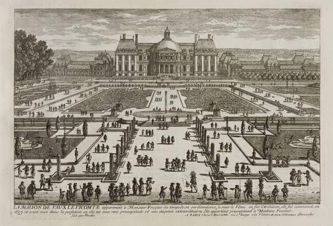 Planche 100: Vue du château de Vaux Le Vicomte, du côté des jardins Famille des Perelle