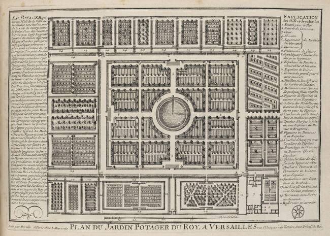 Planche 133: plan du Potager royal de Versailles Famille des Perelle