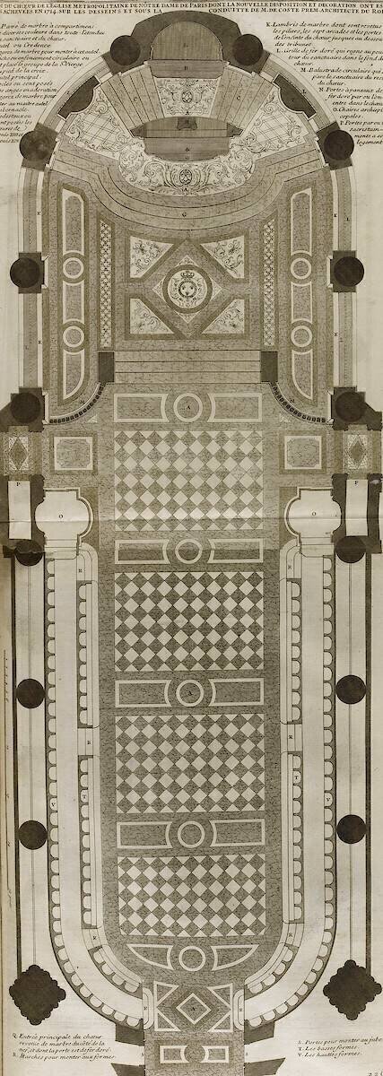 Planche 226 : Plan au sol du choeur de Notre-Dame de Paris Jacques-François Blondel