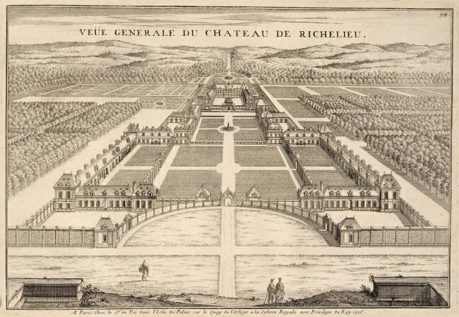 Planche 94: Vue générale perspective du château de Richelieu en 1715 Nicolas de Fer