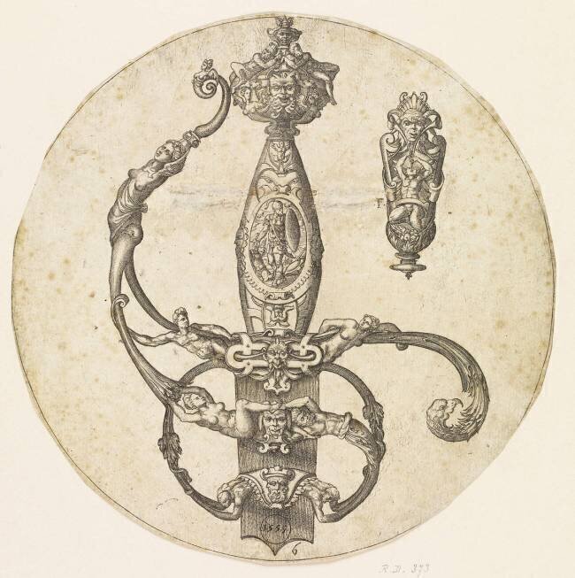 Poignée d'épée au guerrier armé Pierre Woeiriot de Bouzey