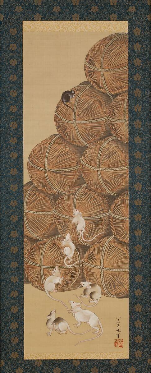 Rats and Rice Bales Hokusai