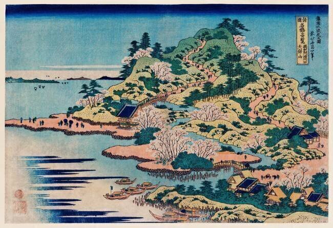 Sesshu Ajigawaguchi Tenposan Hokusai