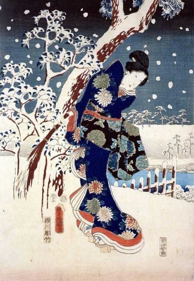 Snow scene in the Garden of a Daimyo Hiroshige