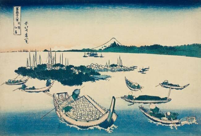 Tsukudajima in Musashi Province Hokusai