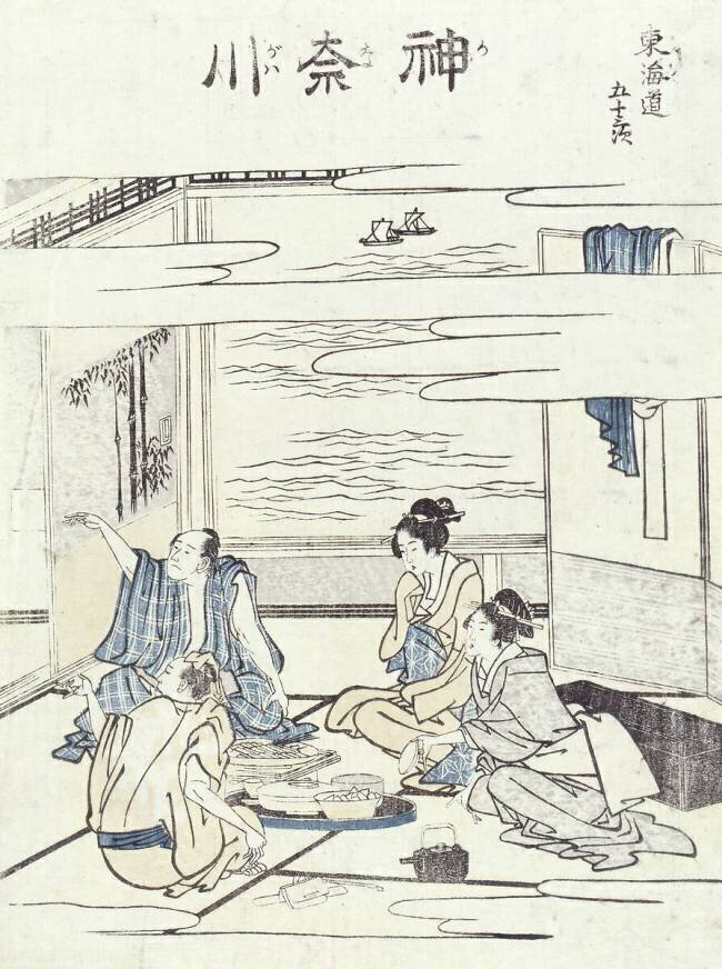 Two Couples in an Interior Hokusai