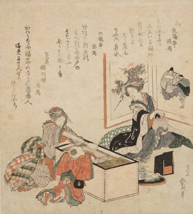 Women Preparing Tea Around the Fire-Holder Hokusai