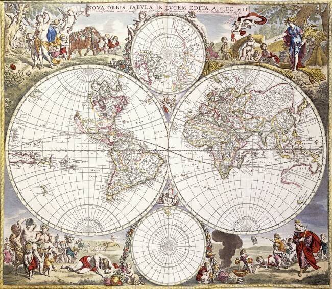 World map from Atlas Maior Frederik de Wit