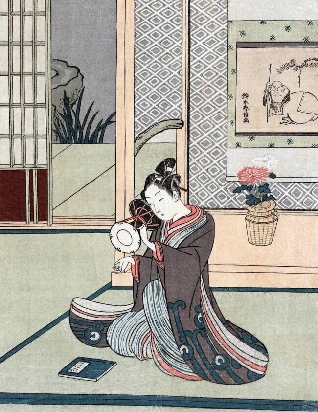 Young man striking a drum Suzuki Harunobu