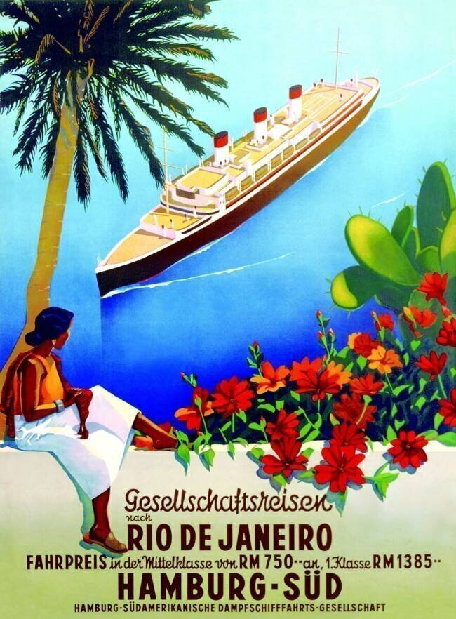 "To Rio de Janeiro", poster advertising the Hamburg Southern Line, 1929 German School