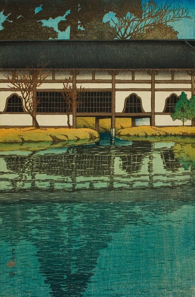 A Section of the Byodo Temple at Uji Hasui Kawase