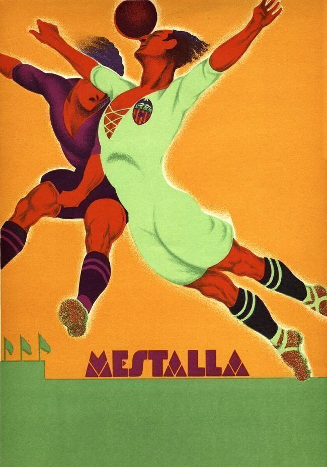 Advertisement for a match between Valencia and an English team at the Mestalla Stadium on the 15th April 1929 Spanish School