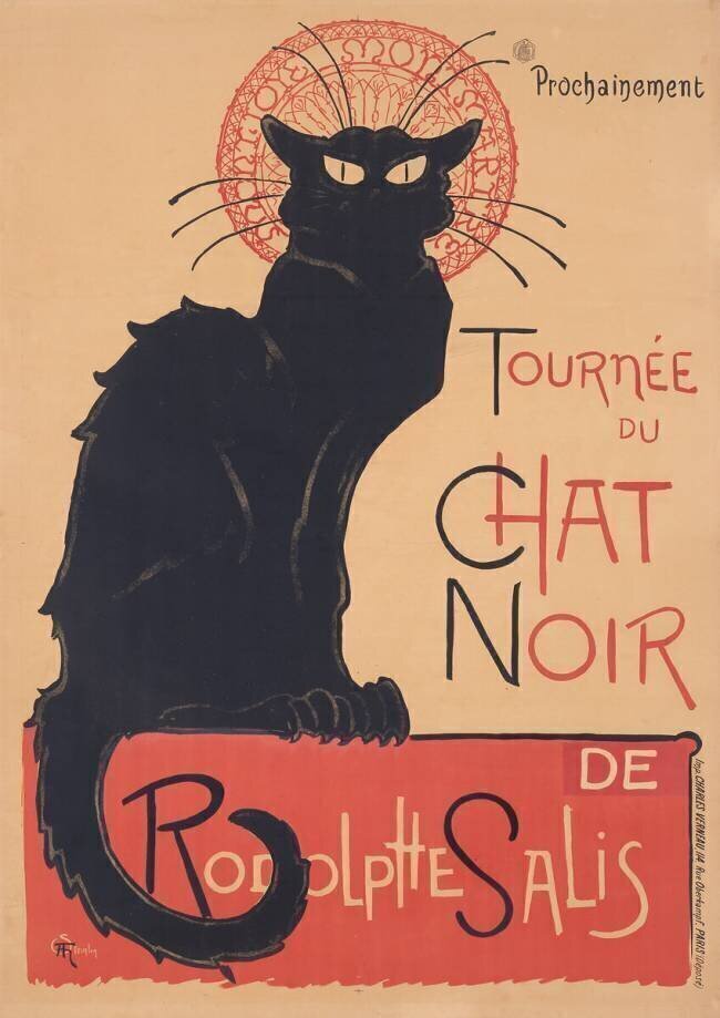 Advertising poster announcing the sale at Hotel Drouot in 1898 of the Cat Noir collection and works by Rodolphe Salis Théophile Alexandre Steinlen
