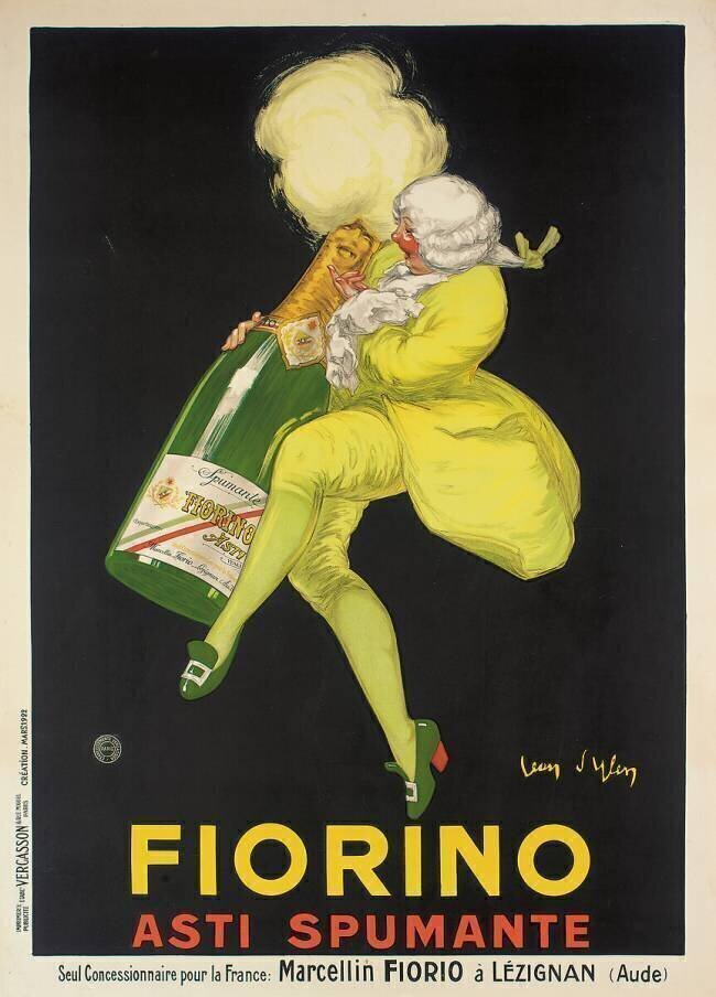 Advertising poster for Fiorino Asti Spumante champagne Jean D'Ylen