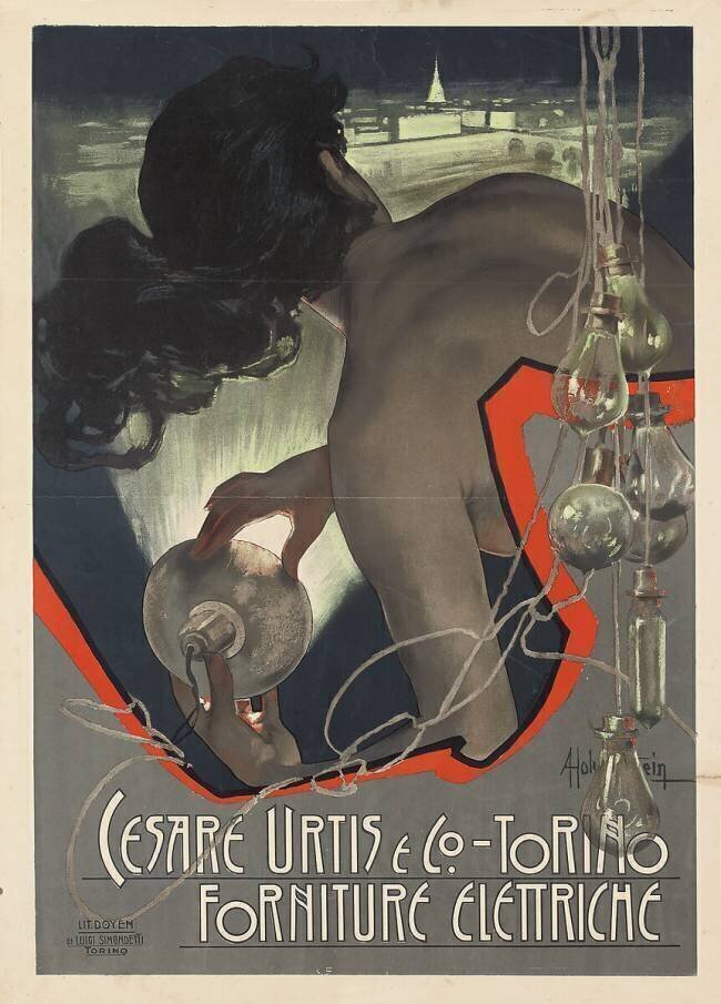 Advertising poster produced for the Italian lighting supply firm Cesare Urtis & Co Adolfo Hohenstein