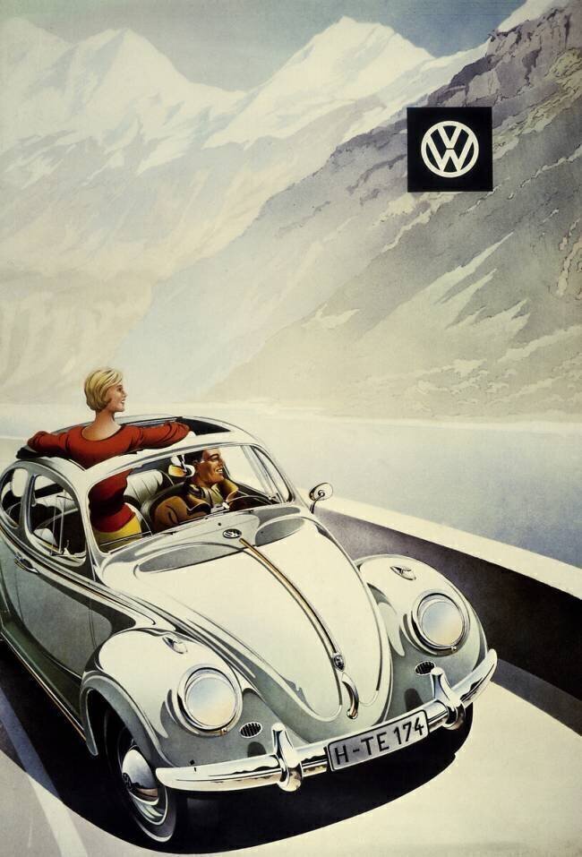 Affiche publicitairre pour la Volkswagen Coccinelle  anonymous