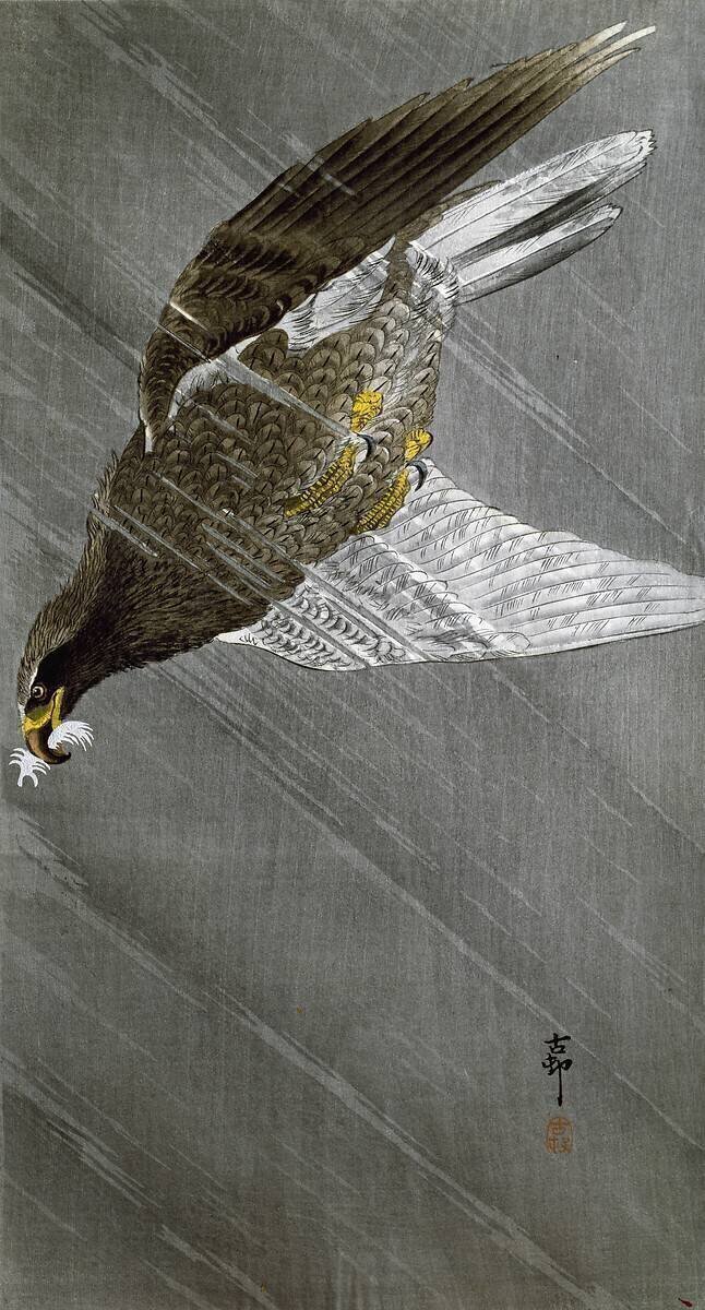 An eagle diving for it's prey Ohara Koson