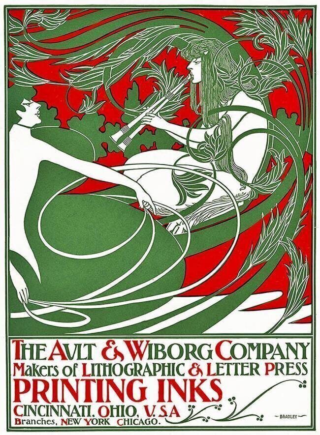 Art Nouveau poster depicting Pan William Bradley