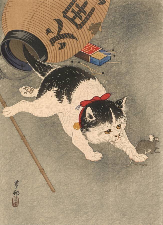 Cat and mouse Ohara Koson