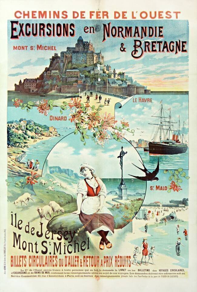 Chemins de fer de l'Ouest : Excursions en Normandie et Bretagne Imprimerie Atelier Nerme