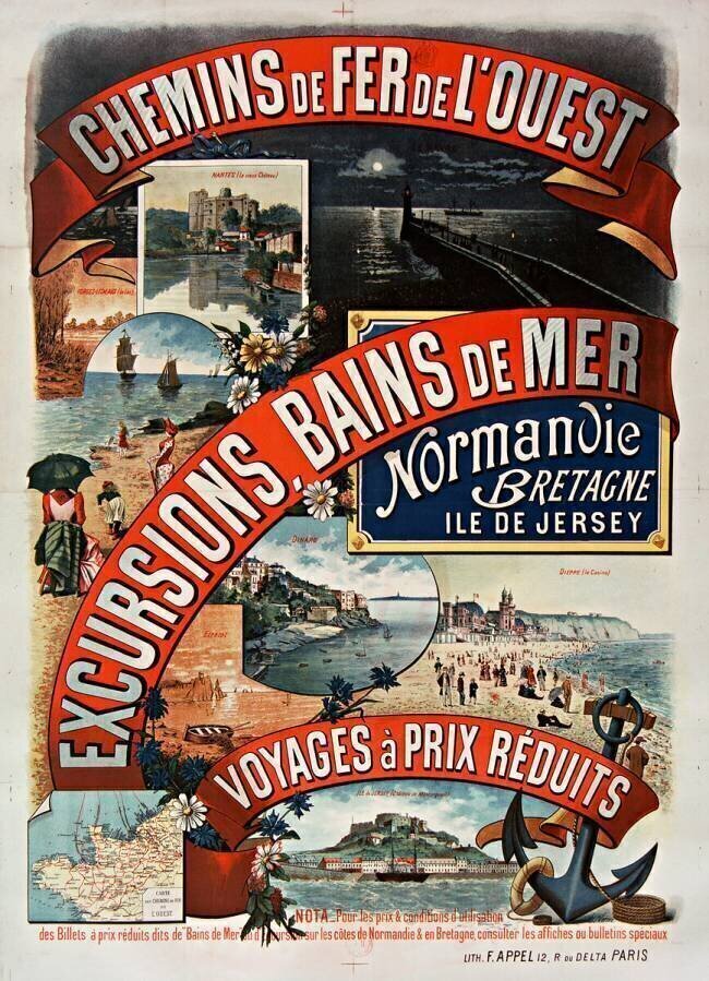 Chemins de fer de l'Ouest, excursions, bains de mer. Nerme E.
