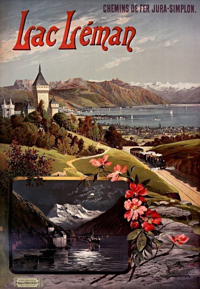 Chemins de Fer Jura-Simplon. Lac Léman. Hugo d'Alesi