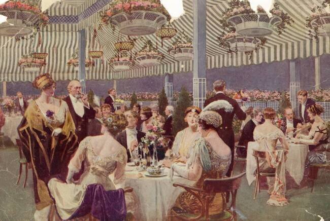 Dîner sur la terrasse du toit de l'hôtel le Ritz-Carlton à New York en 1918 anonymous