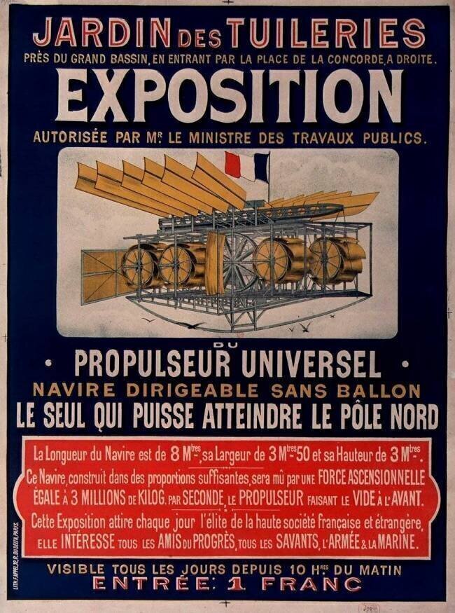 Exposition du Propulseur Universel, navire dirigeable sans ballon anonymous
