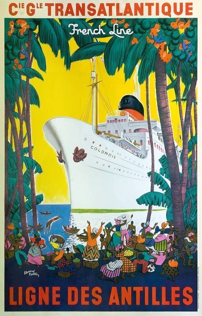 France / West Indies: Vintage Caribbean French cruise ship advertising poster by the Compagnie Générale Transatlantique, 1935 anonymous