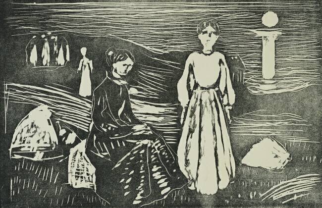 Frauen am Meeresstrand in der Sommernacht Edvard Munch