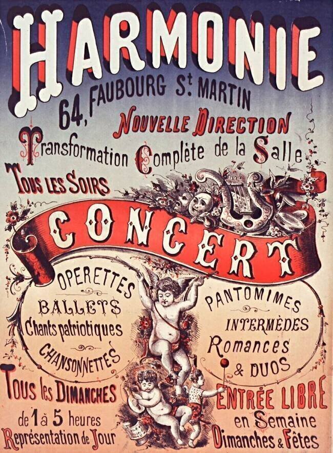 Harmonie... nouvelle direction... transformation complète de la salle... concert, opérettes... entrée libre... anonymous