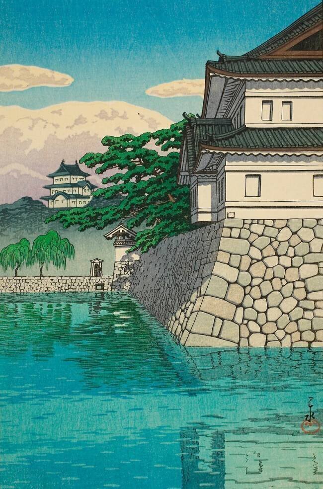 Kikyo Gate (Kikyomon), from the series "Twenty Views of Tokyo (Tokyo nijukkei)" Hasui Kawase