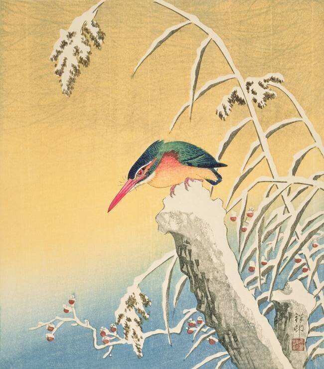 Kingfisher in the Snow Ohara Koson