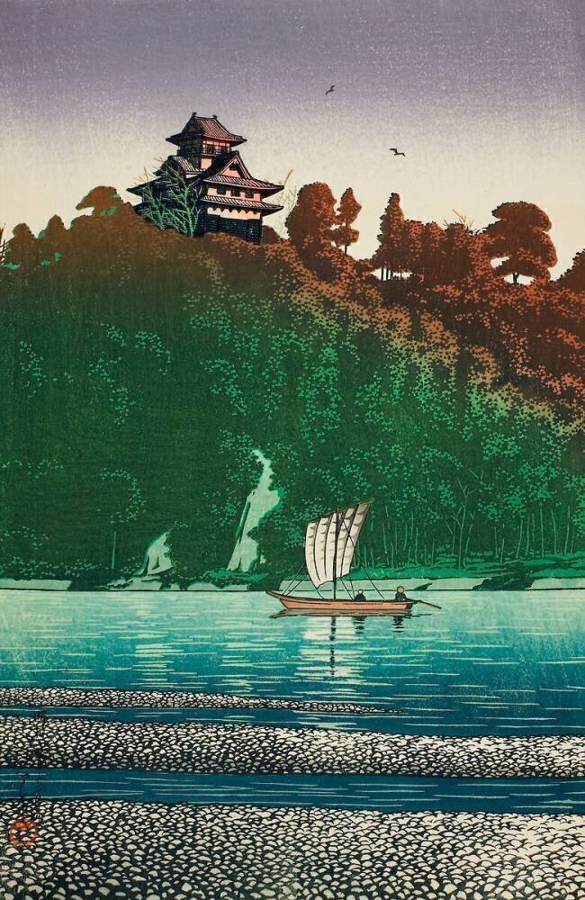 Kiso River at Inuyama Hasui Kawase