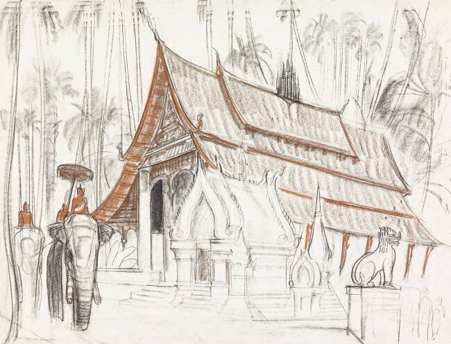 Luang Prabang (Laos), View of a Monastery Maire André