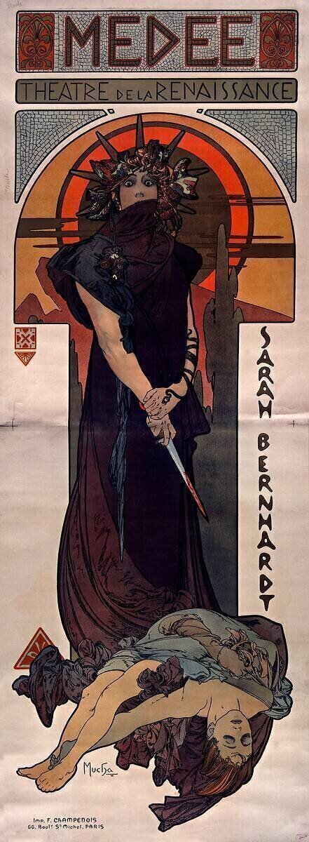 Médée. Théatre de La Renaissance. Sarah Bernardt Alfons Mucha