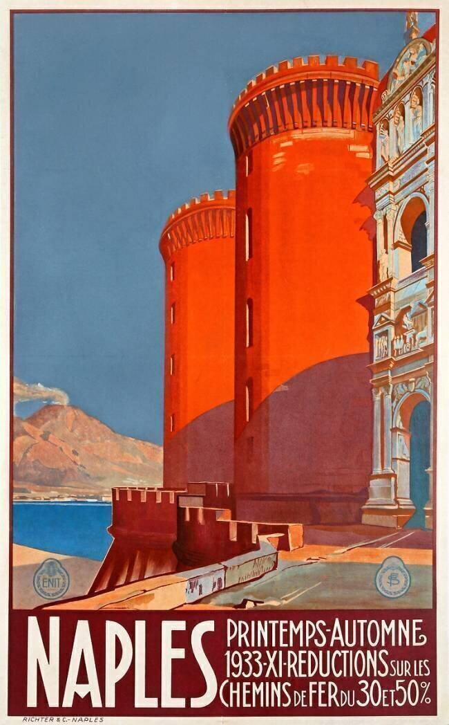 Neapel, Plakat für Bahnreisen anonymous