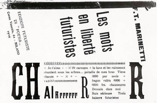 Page of book Words in liberty by Filippo Tommaso Marinetti Filippo Tommaso Marinetti