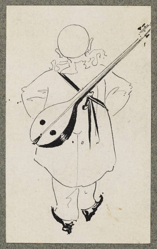 Pierrot with mandolin Aubrey Beardsley