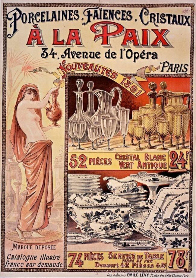 Porcelaines, faïences, cristaux. A la Paix, 34 avenue de l'Opéra, Paris. Nouveautés 1891... anonymous