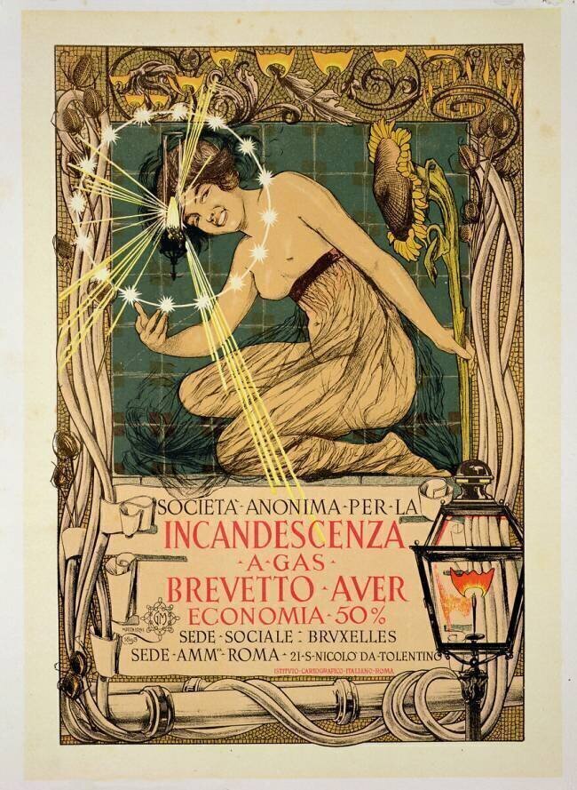 Poster advertising 'Incandescent Gas-Lamps' Giovanni Maria Mataloni
