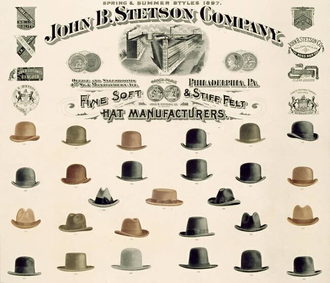 Poster advertising John B. Stetson Company, 1890 anonymous