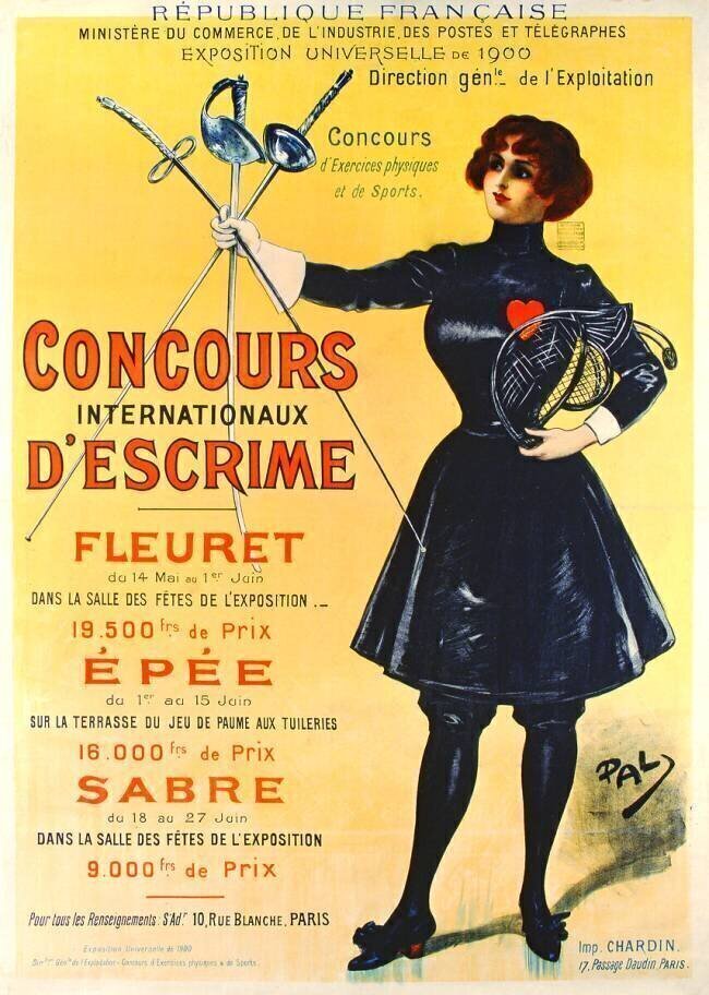 Poster advertising the International Fencing Competitions Pal