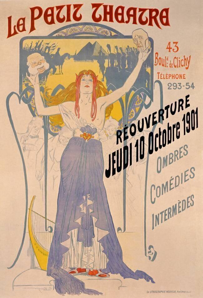 Poster advertising the Reopening on 10 October of Le Petit Theatre Paul Balluriau