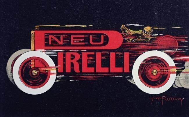 Poster advertising the tire brand Pirelli anonymous