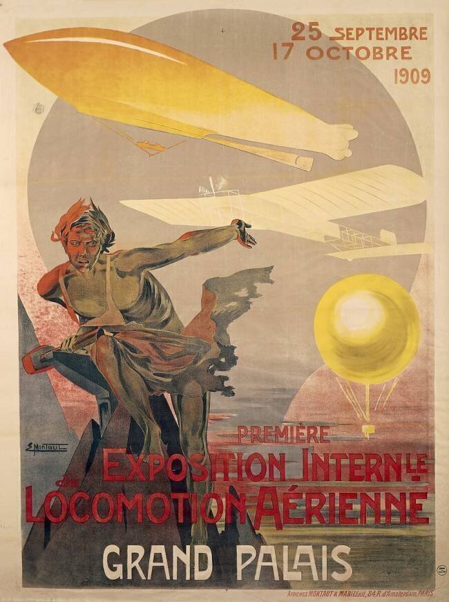 Poster for first international exhibition of aerial locomotion Ernest Montaut