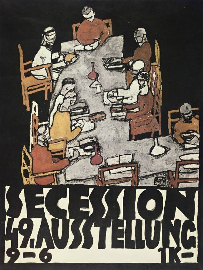 Poster for the Vienna Secession, 49th Exhibition, Die Freunde, 1918 Egon Schiele