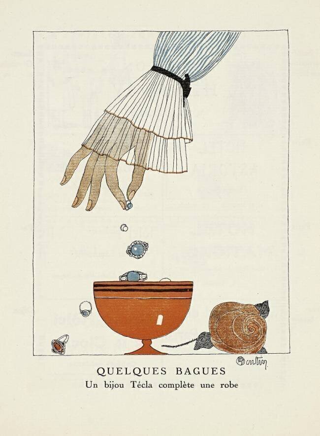 Quelques bagues, la Gazette de Bon Ton, 1920 Charles Martin
