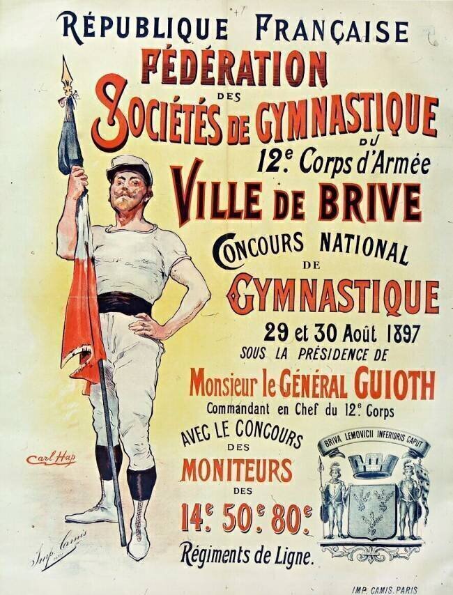 République française. Fédération des sociétés de gymnastique du 12° Corps d'Armée. ville de Brive Concours national de gymnastique 29 et 30 Août 1897... Carl Happel